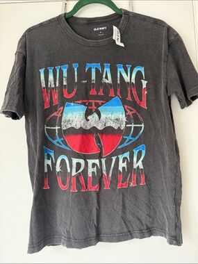 Old Navy Black Wu-Tang Forever Graphic Tee with Red & Blue Print NEW NWT MUSIC